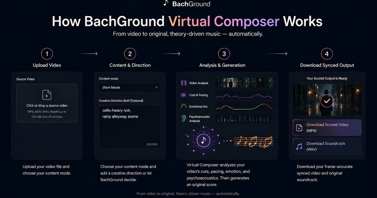 BachGround Virtual Composer, the AI video scoring product.